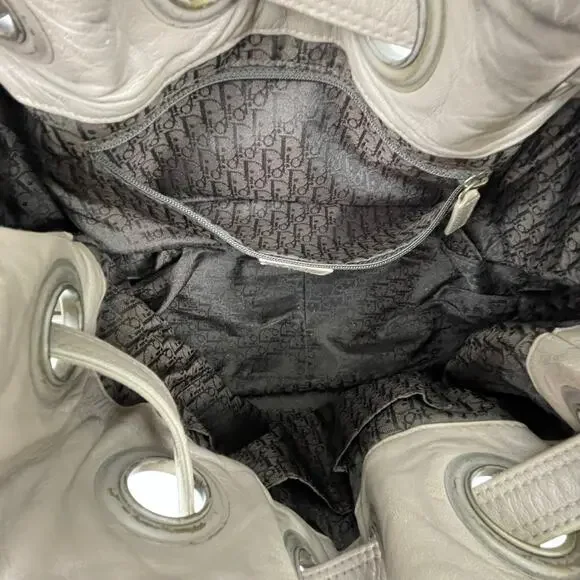 Christian Dior Cannage D Charm Gray Drawstring Shoulder Bucket Bag Handbag OS - Picture 13 of 16